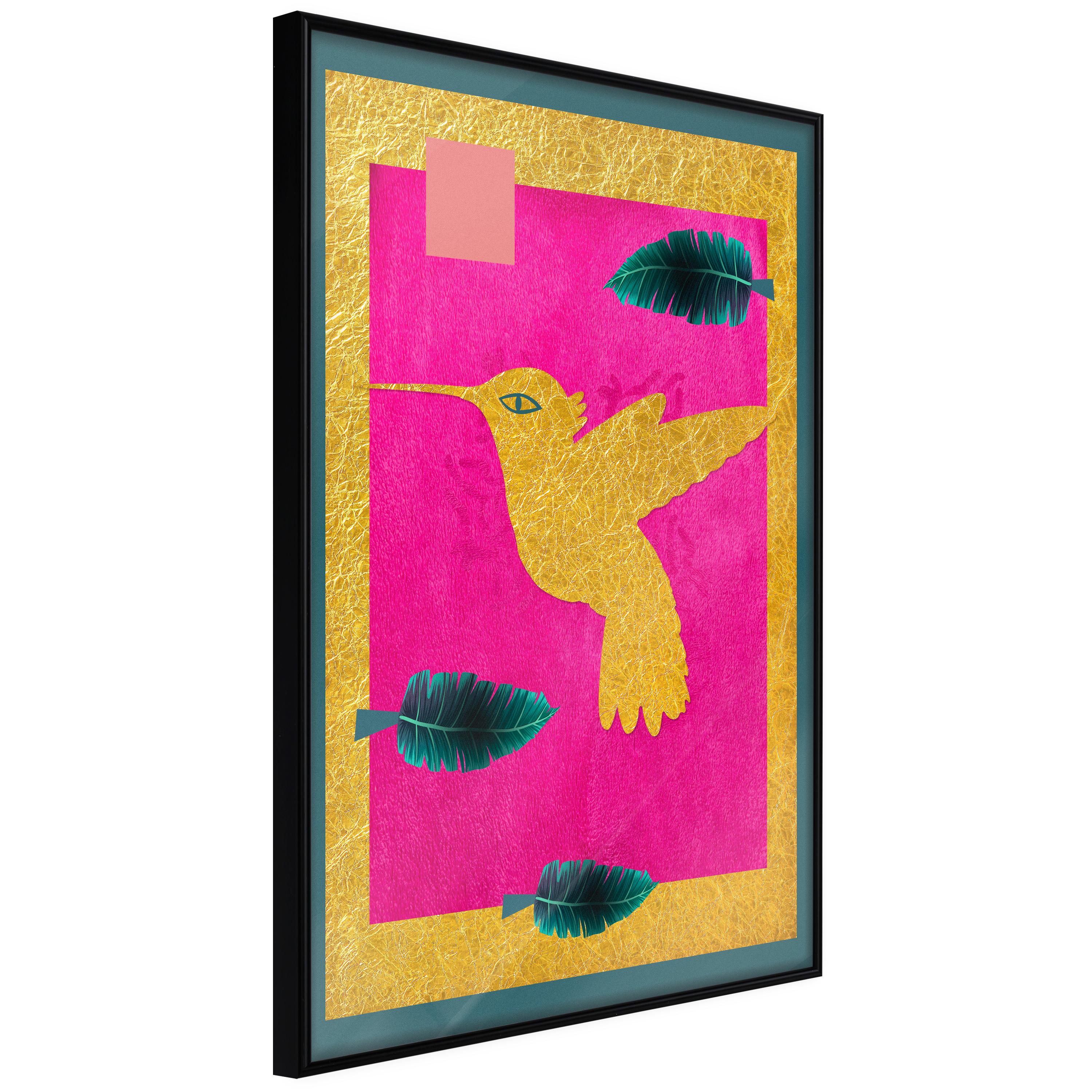 Sort Plakat Golden Hummingbird Ramme - Boligcenter Plakater  - 5903617089473