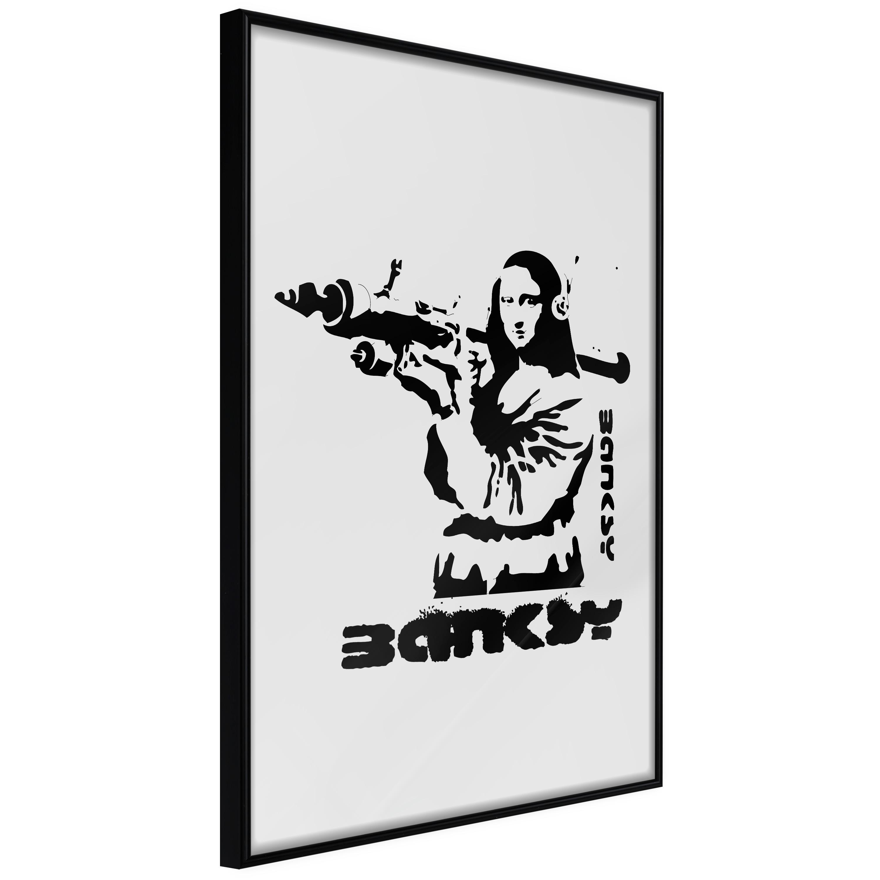 Sort Plakat Mona Lisa With Bazooka Ramme - Boligcenter Plakater  - 5904419692915