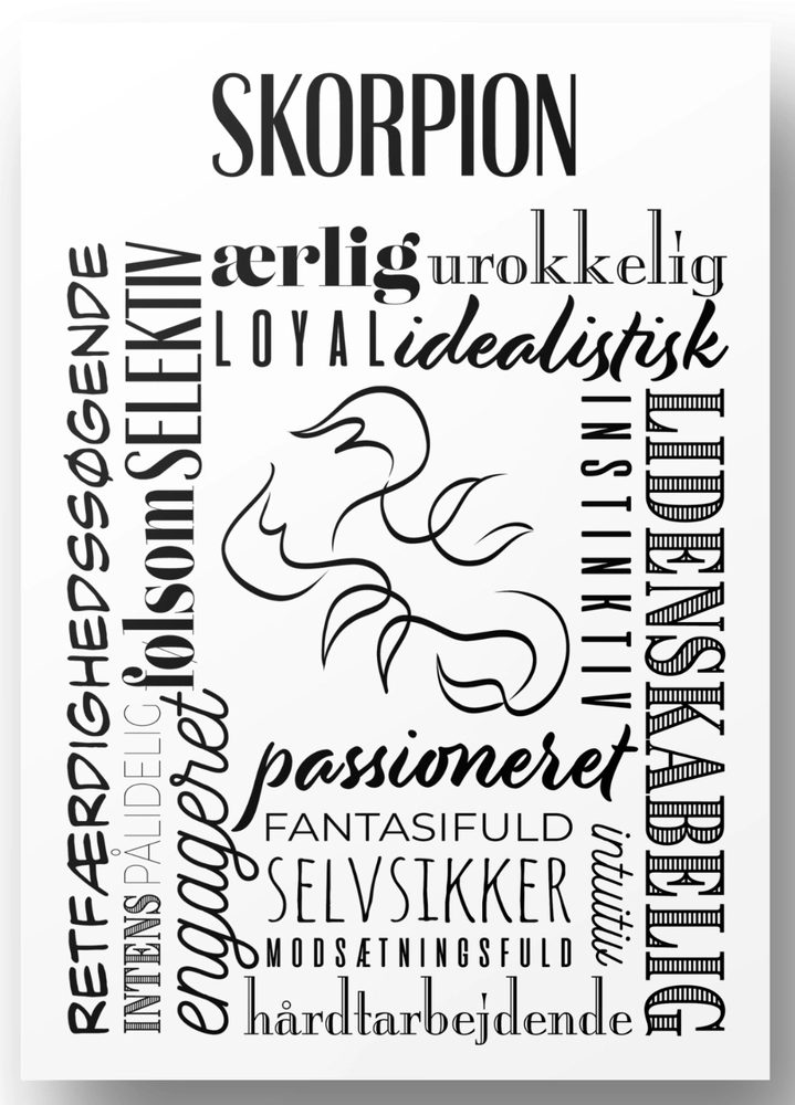 Plakat Skorpion Håndtegnet Stjernetegns Citat - Bog & Idé Plakater  - 5740040100388