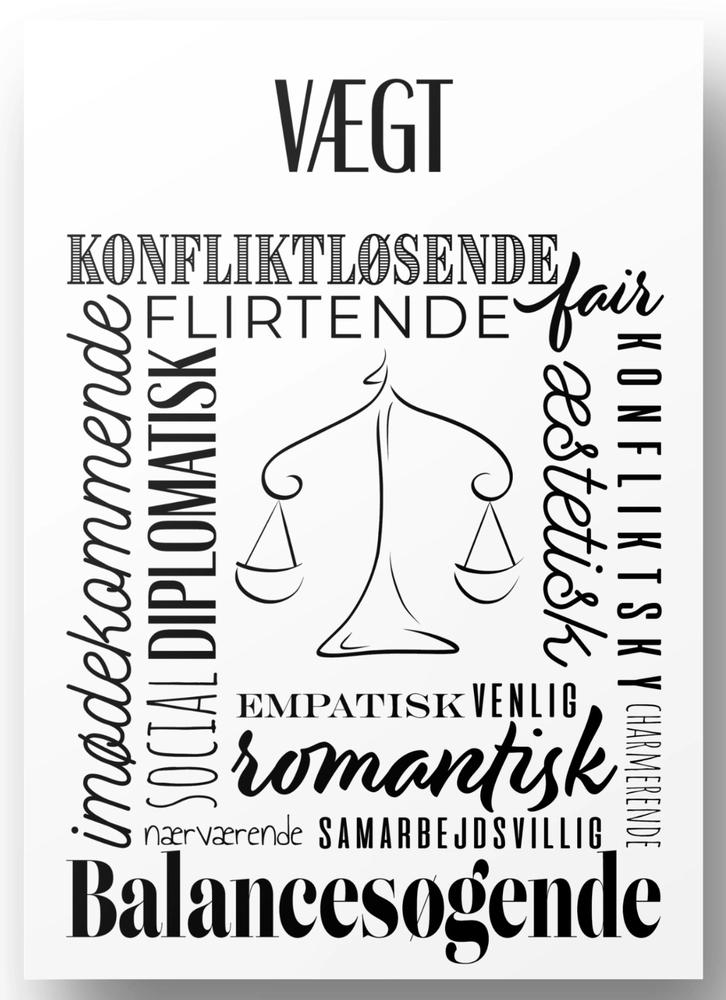 Plakat Vægt Håndtegnet Stjernetegns Citat - Bog & Idé Plakater  - 5740040100418