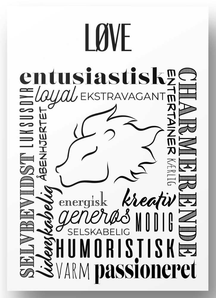 Plakat Løve Håndtegnet Stjernetegns Citat - Bog & Idé Plakater  - 5740040100425