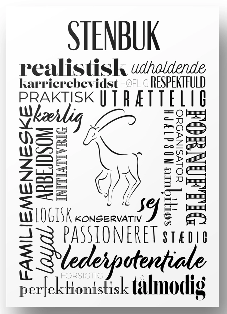 Plakat Stenbuk Håndtegnet Stjernetegns Citat - Bog & Idé Plakater  - 5740040100449