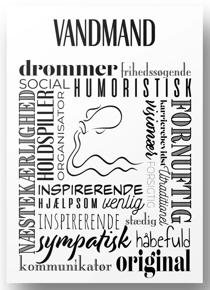 Plakat Vandmand Håndtegnet Stjernetegns Citat - Bog & Idé Plakater  - 5740040100470