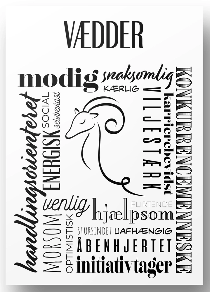 Plakat Vædder Håndtegnet Stjernetegns Citat - Bog & Idé Plakater  - 5740040100463