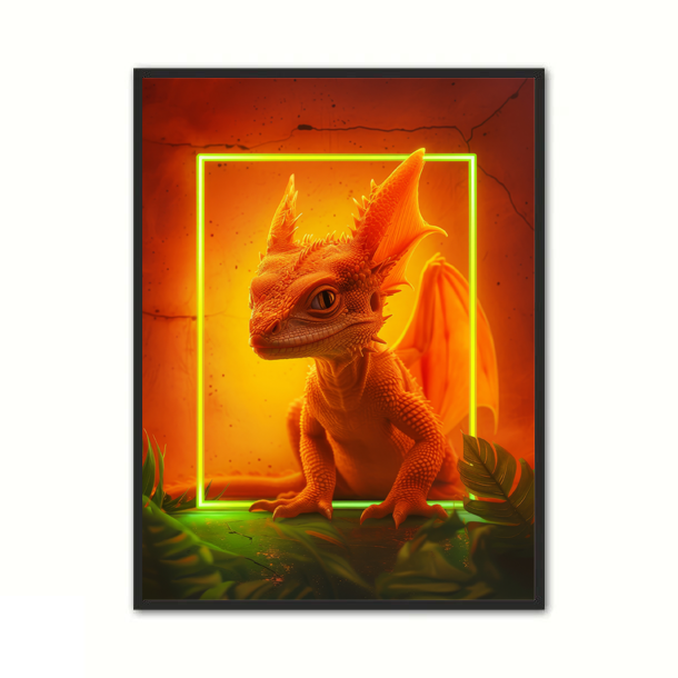 Plakat Med Orange Baby Drage Plakat - Ny Plakat Plakater