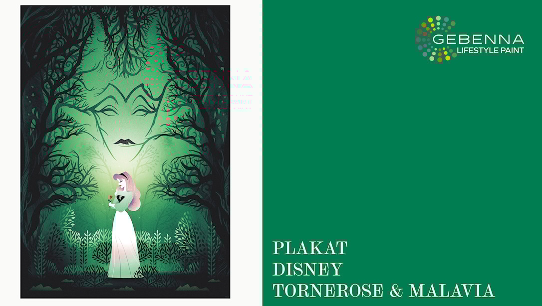 Grøn Plakat: Disney Ampquottornerose Malaviaampquot 30x40 - Gebenna Plakater