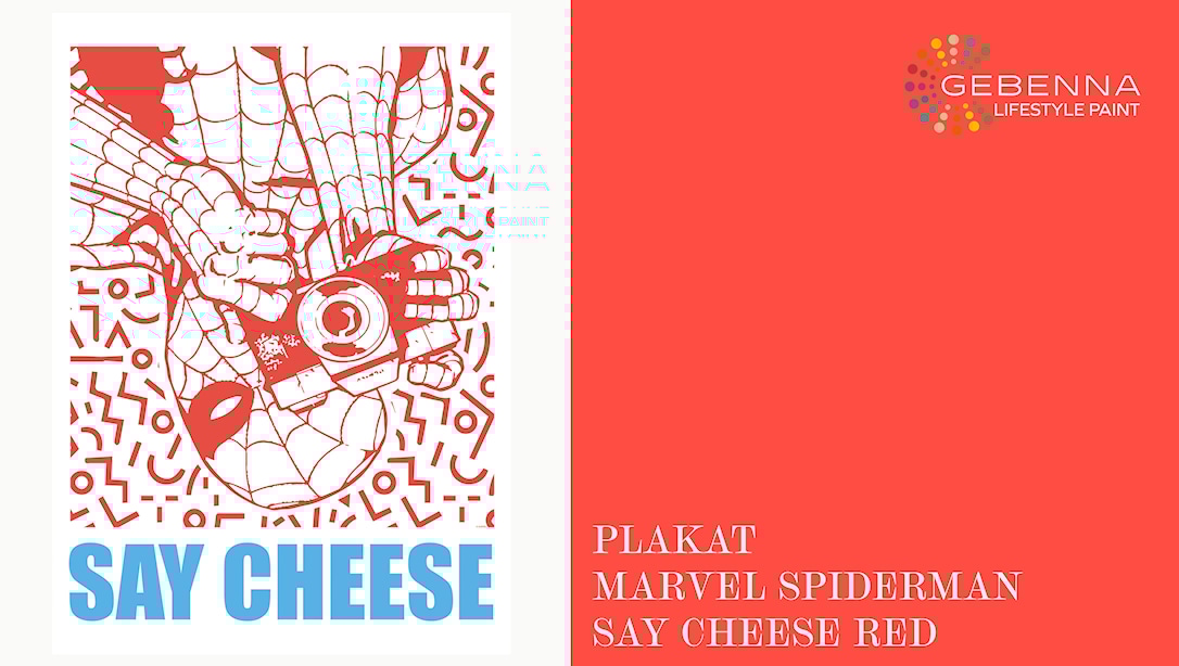 Rød Plakat: Marvel Spider Man Say Cheese Red 50x70 - Gebenna Plakater