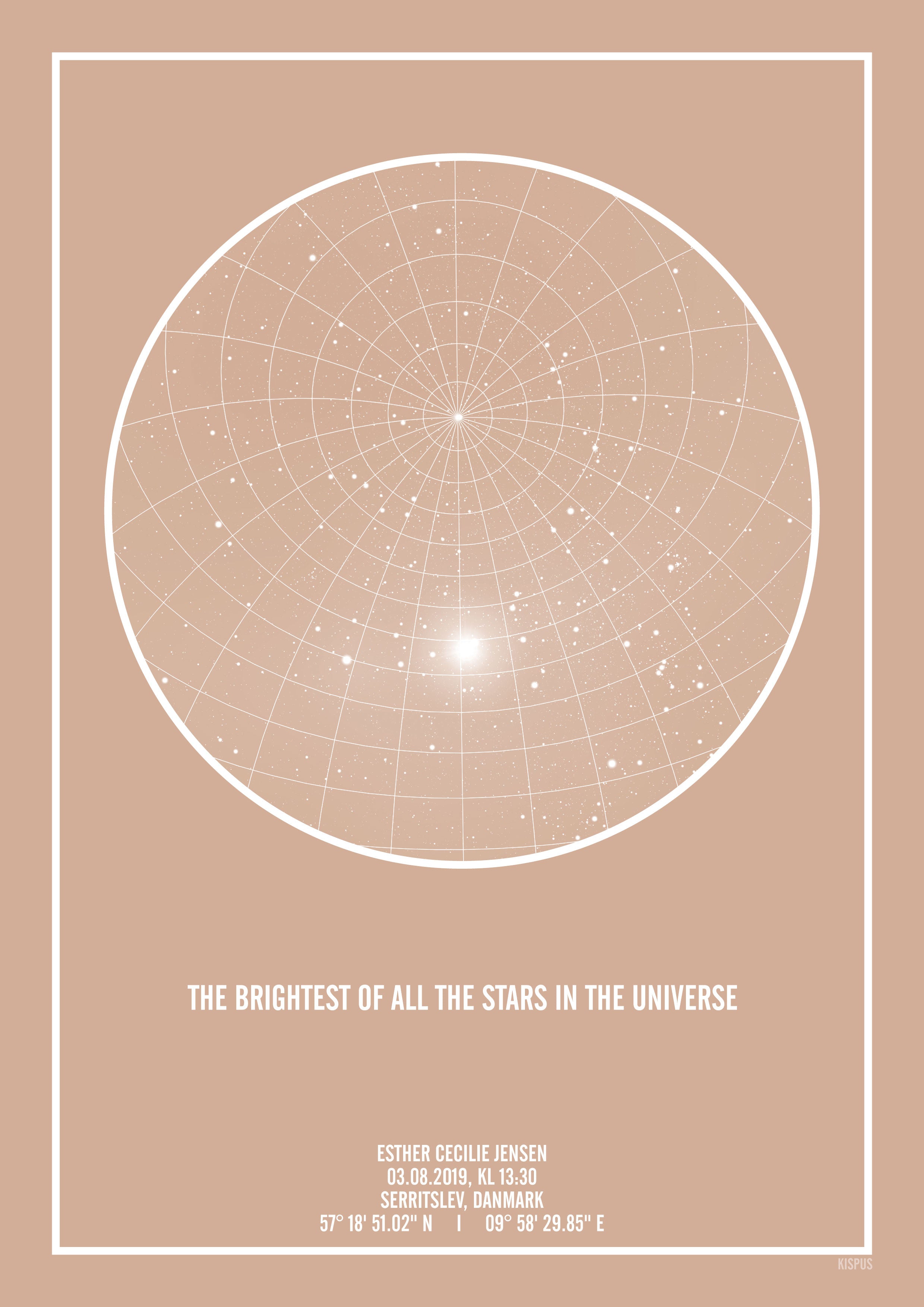 Personlig Stjernehimmel Plakat Nude 50x70 Ækvatorgitter - Kispus Plakater