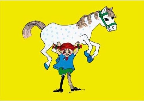 Pippi Langstrømpe Plakat Til Børn Hest 50x70 - Hjelm Forlag Plakater  - 7393182007046