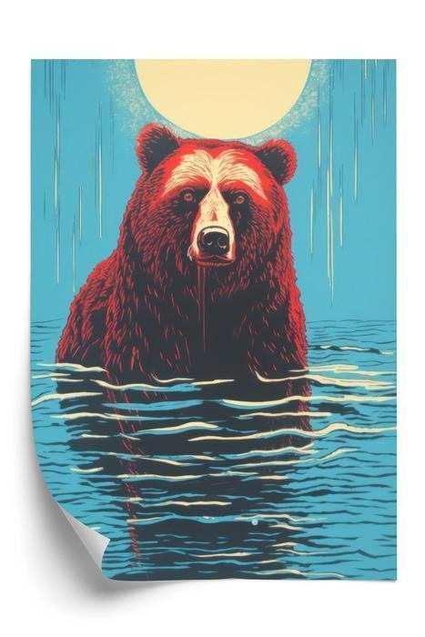 Plakat Brunbjørn Vandet - Doboxa Plakater
