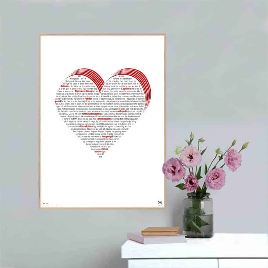 Seks Hjerter Bisse Plakat Lodret - Songshape Plakater