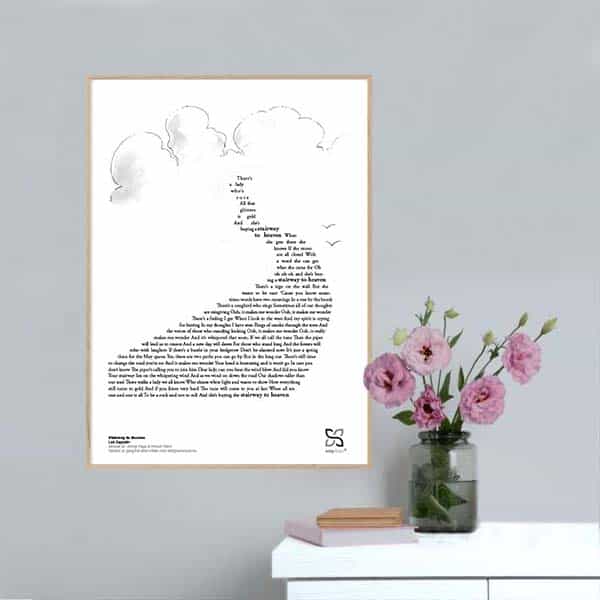 Stairway Heaven Led Zeppelin Songshape Poster Lodret - Songshape Plakater