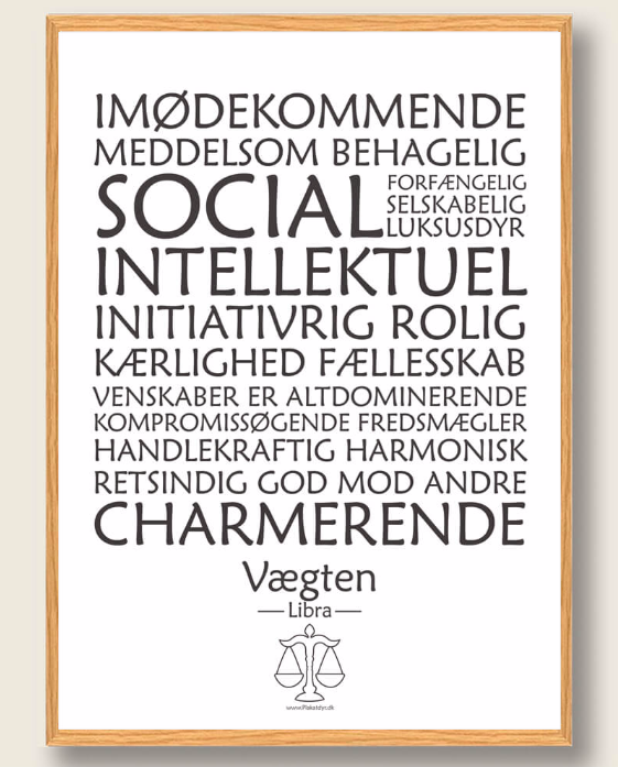 Hvid Stjernetegn Vægten Plakat - Plakatdyr.dk Plakater