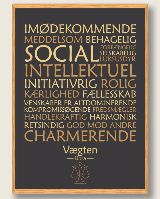 Sort Stjernetegn Vægten Plakat - Plakatdyr.dk Plakater