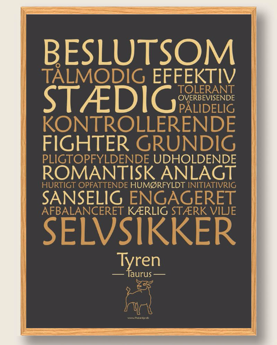 Sort Stjernetegn Tyren Plakat - Plakatdyr.dk Plakater