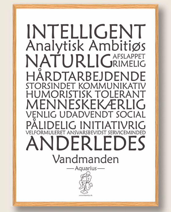 Hvid Stjernetegn Vandmanden Plakat - Plakatdyr.dk Plakater