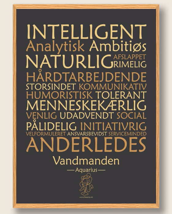 Sort Stjernetegn Vandmanden Plakat - Plakatdyr.dk Plakater