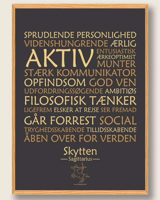Sort Stjernetegn Skytten Plakat - Plakatdyr.dk Plakater