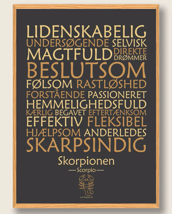 Sort Stjernetegn Skorpionen Plakat - Plakatdyr.dk Plakater