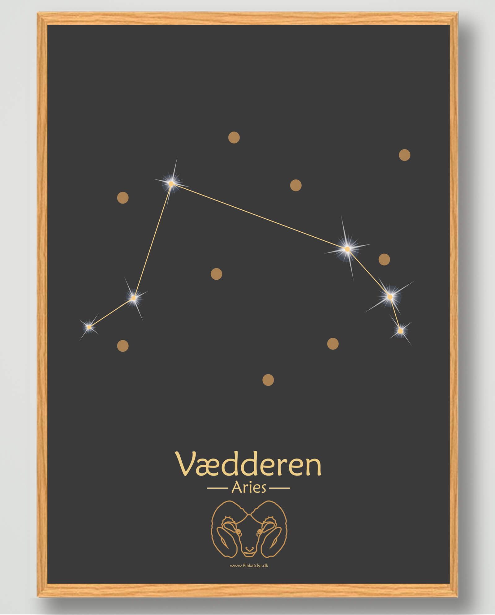 Sort Stjernebillede Vædderen Plakat - Plakatdyr.dk Plakater