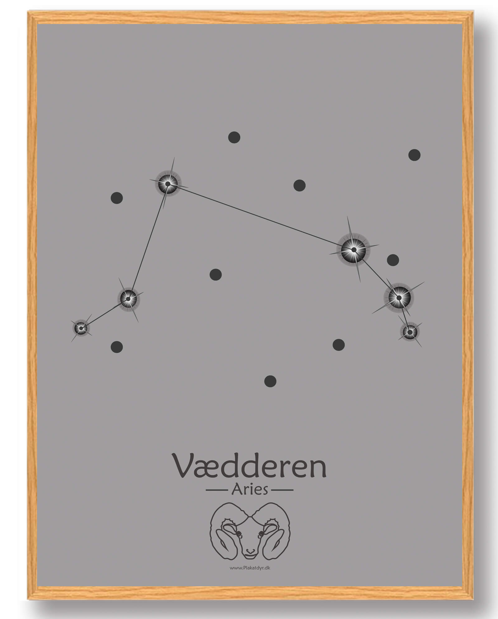 Stjernebillede Vædderen Grå Plakat - Plakatdyr.dk Plakater