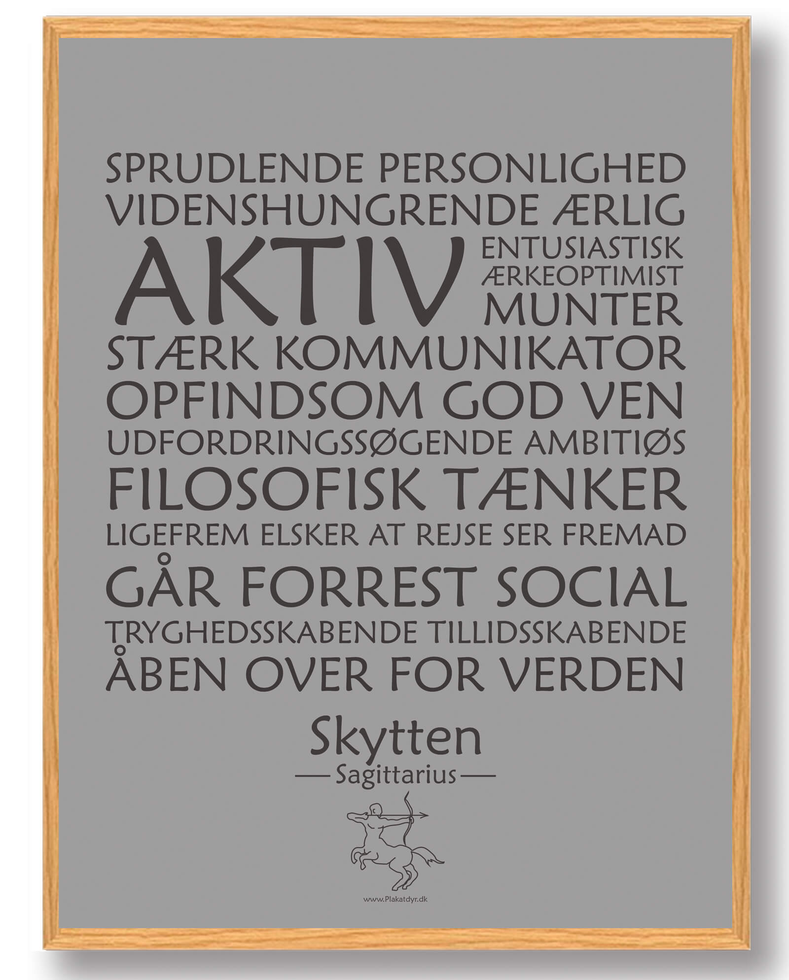 Stjernetegn Skytten Grå Plakat - Plakatdyr.dk Plakater