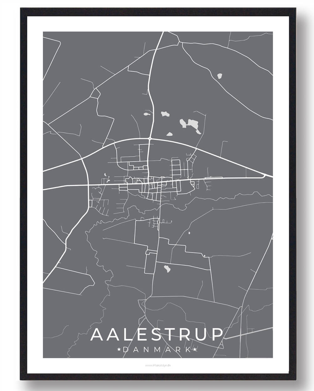 Aalestrup Plakat Grå - Plakatdyr.dk Plakater