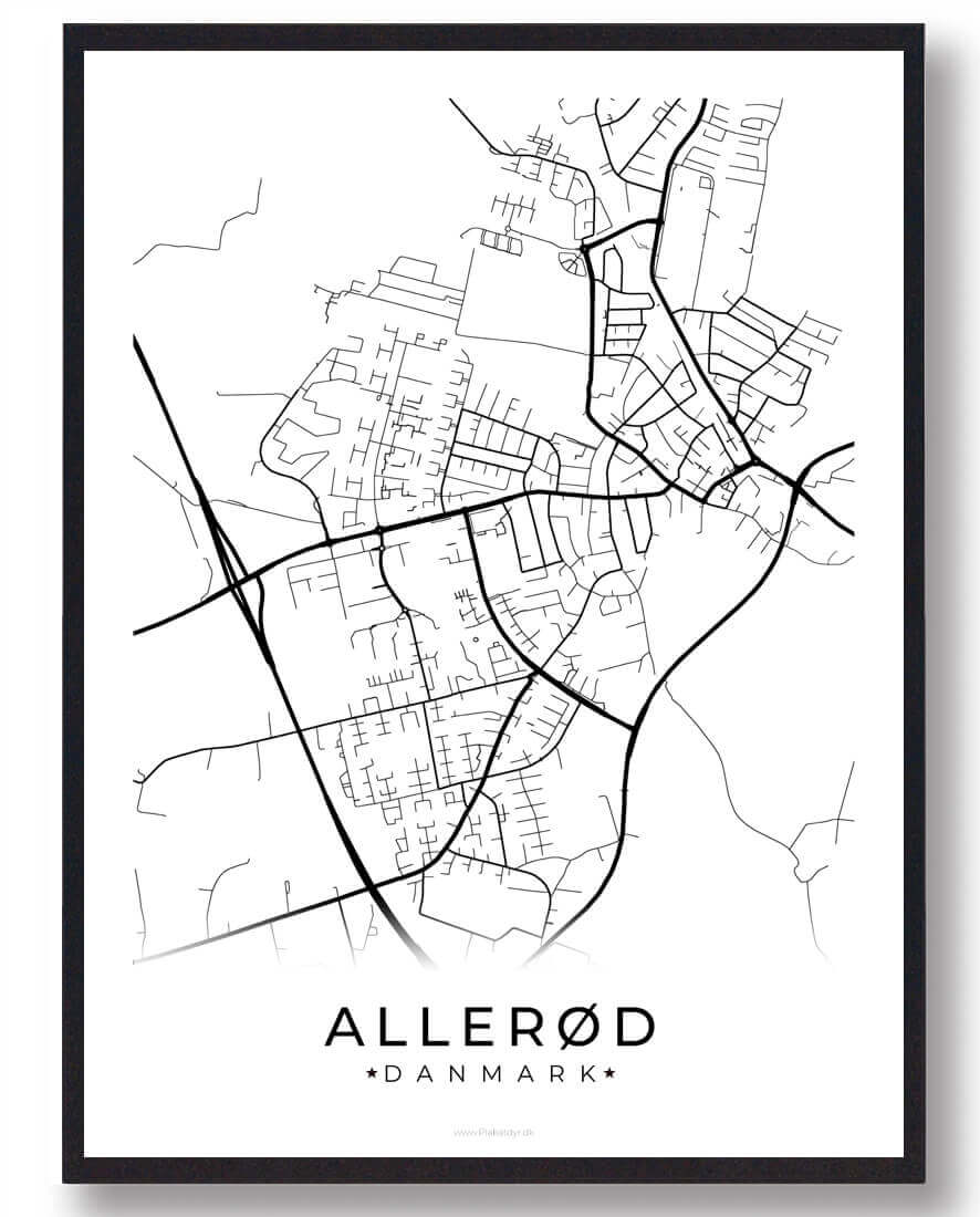 Hvid Allerød Plakat - Plakatdyr.dk Plakater