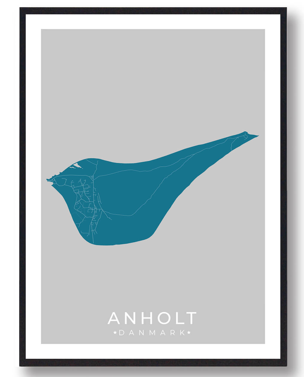 Blå Anholt Plakat - Plakatdyr.dk Plakater