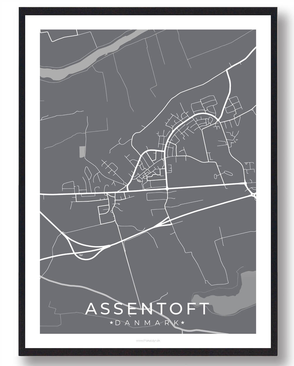 Assentoft Plakat Grå - Plakatdyr.dk Plakater