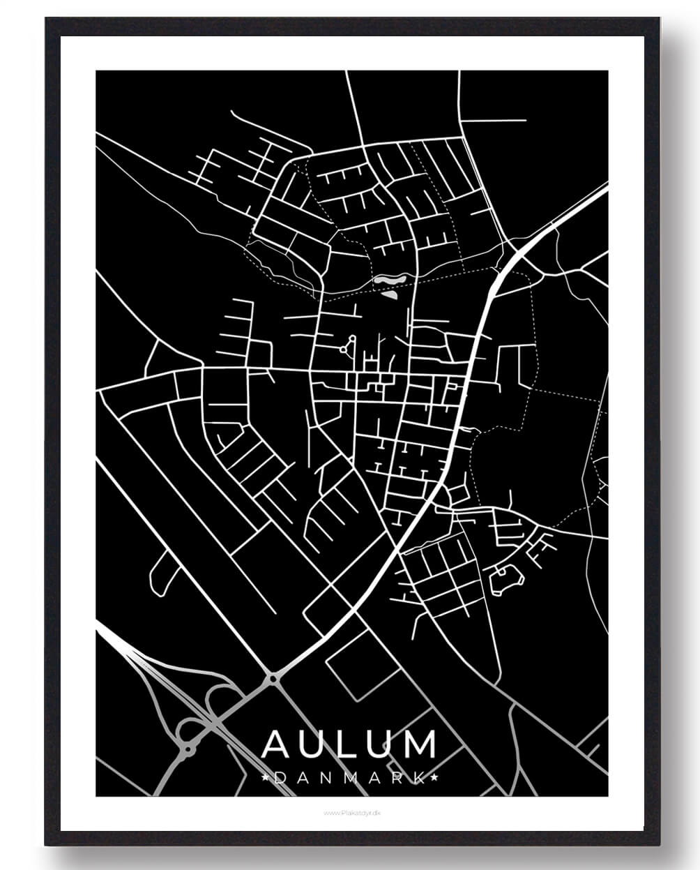Sort Aulum Plakat - Plakatdyr.dk Plakater