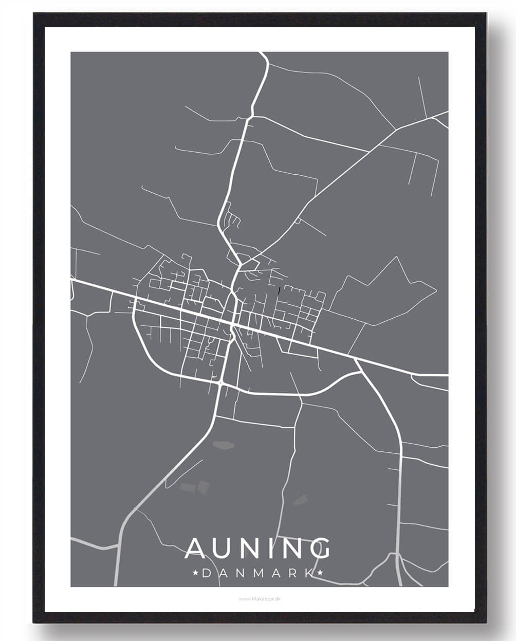 Auning Plakat Grå - Plakatdyr.dk Plakater
