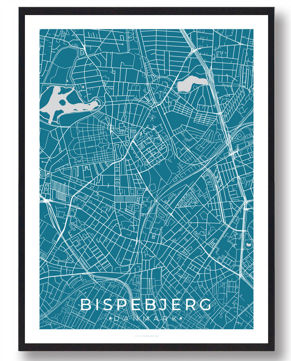 Blå Bispebjerg Plakat - Plakatdyr.dk Plakater