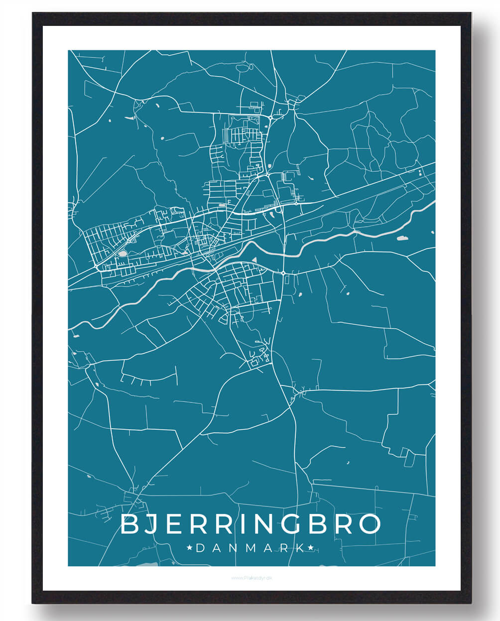 Blå Bjerringbro Plakat - Plakatdyr.dk Plakater