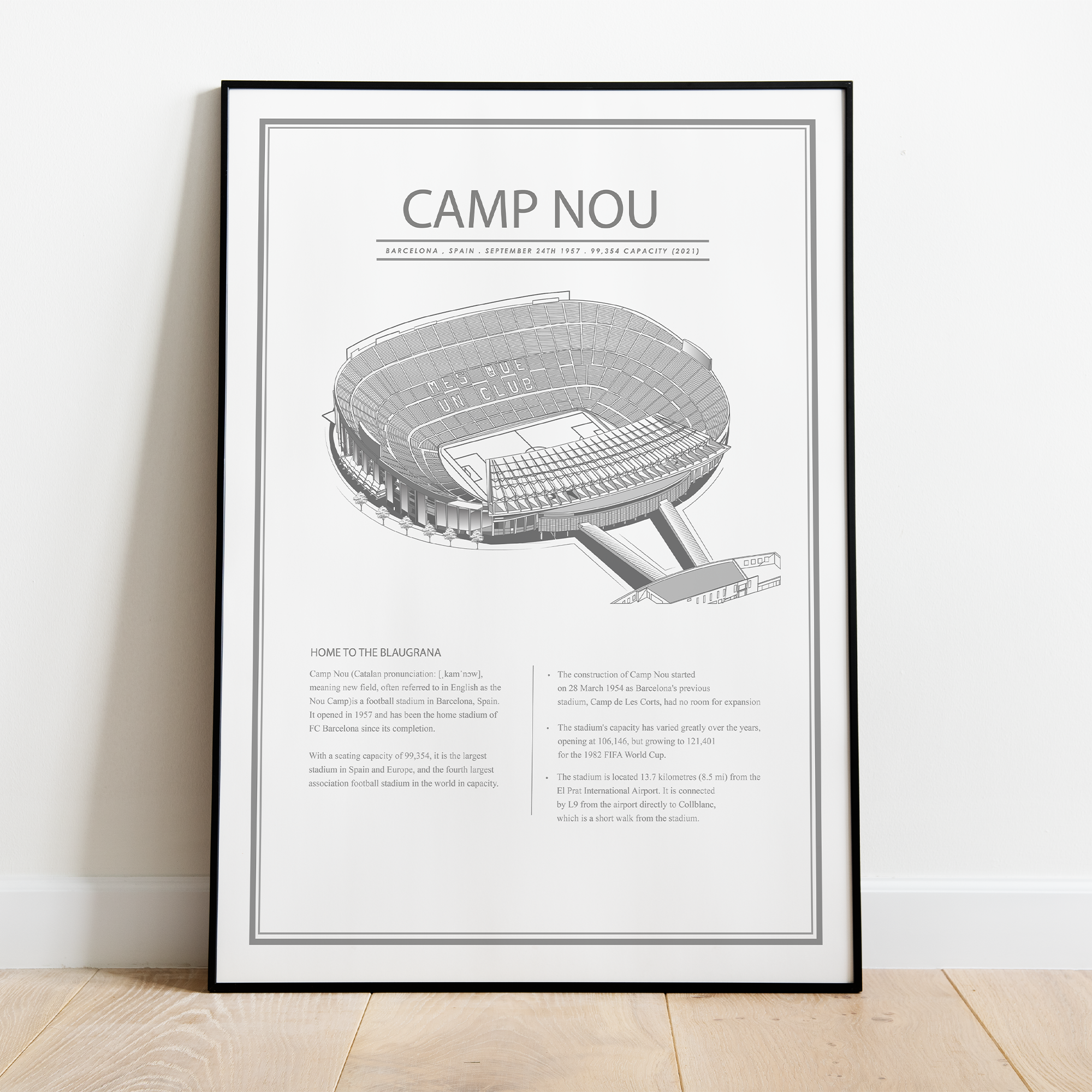 Nou Camp Barcelona Stadion Plakat - Just Karikatur Plakater