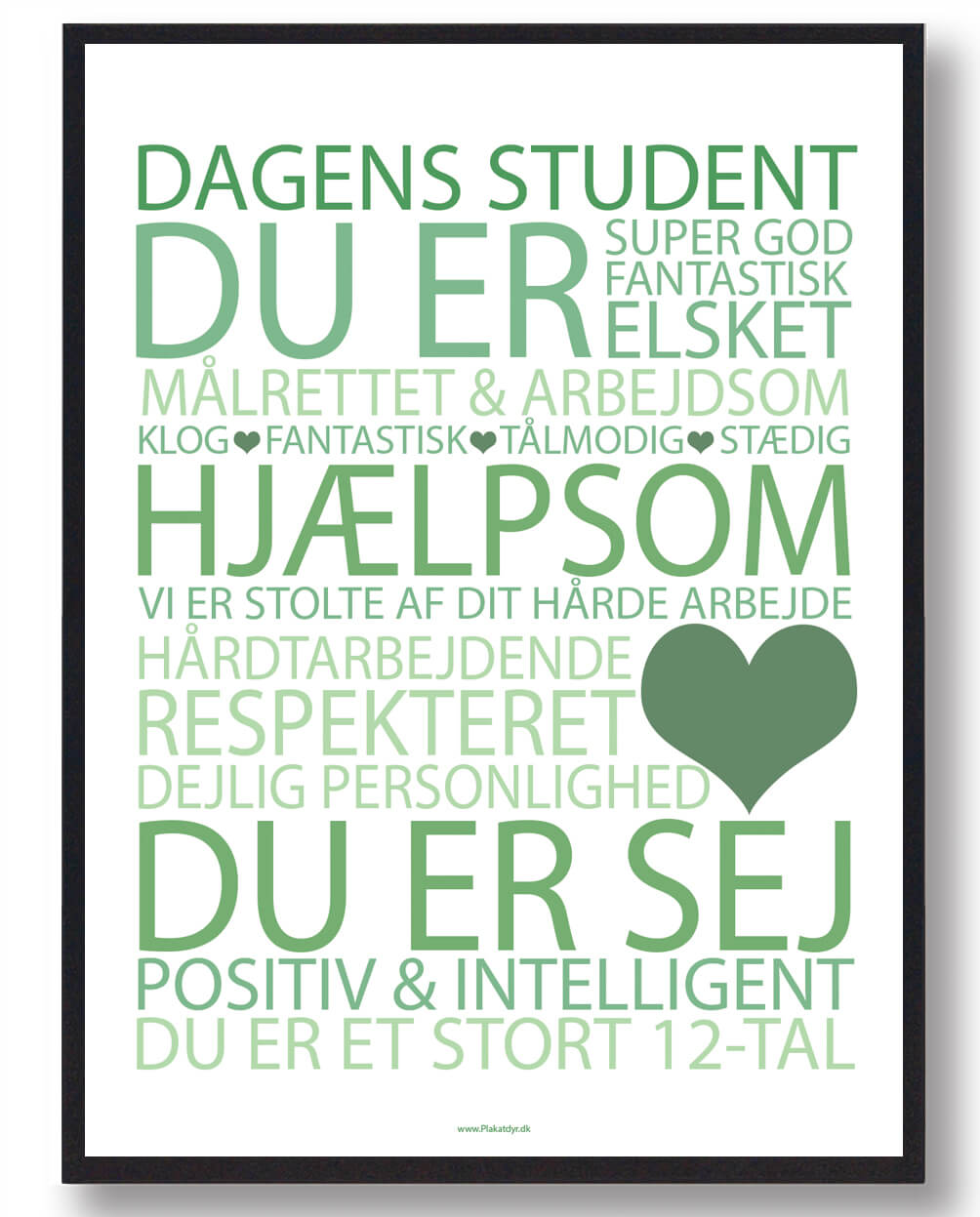 Grøn Dagens Student Plakat - Plakatdyr.dk Plakater
