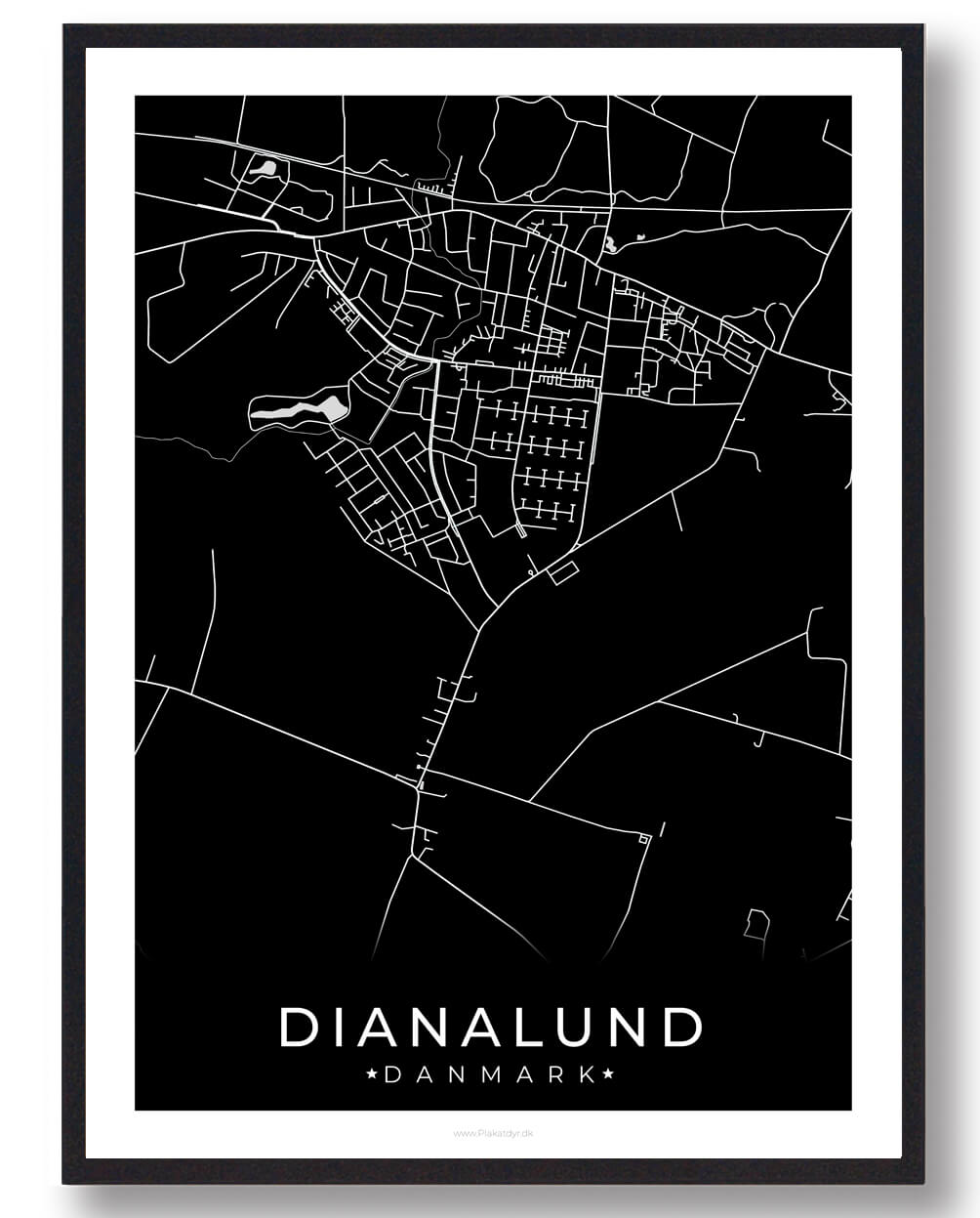 Sort Dianalund Plakat - Plakatdyr.dk Plakater