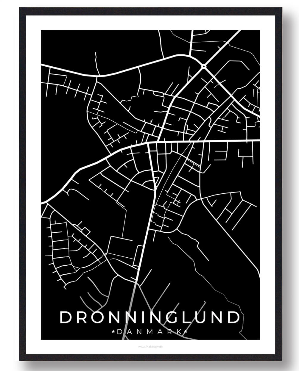 Sort Dronninglund Plakat - Plakatdyr.dk Plakater