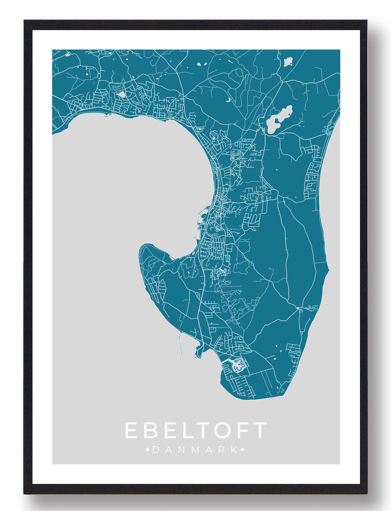 Blå Ebeltoft Plakat - Plakatdyr.dk Plakater