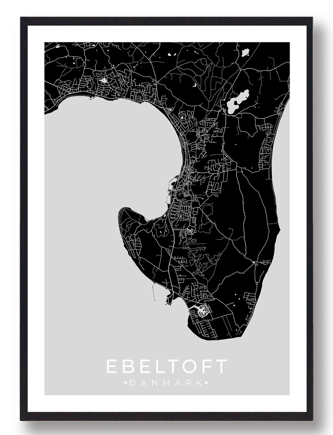 Sort Ebeltoft Plakat - Plakatdyr.dk Plakater