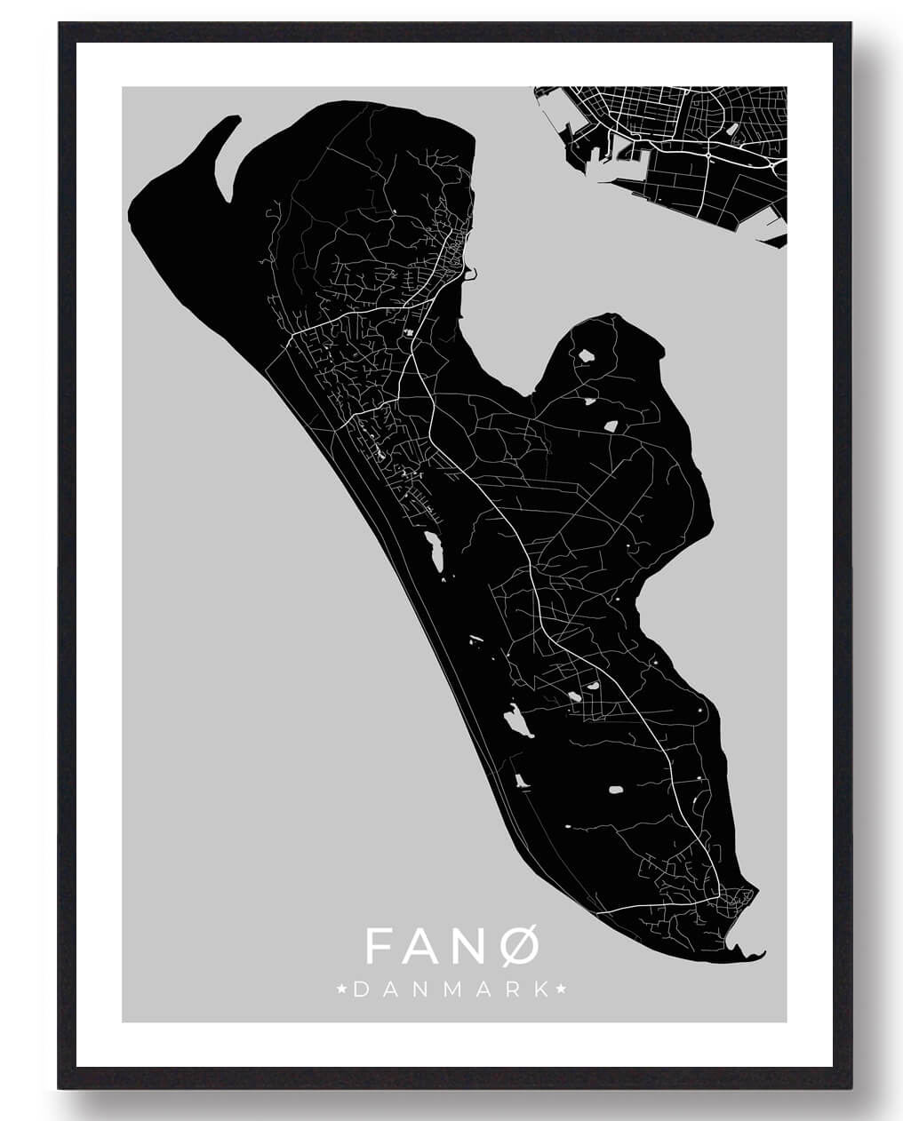 Sort Fanø Plakat - Plakatdyr.dk Plakater