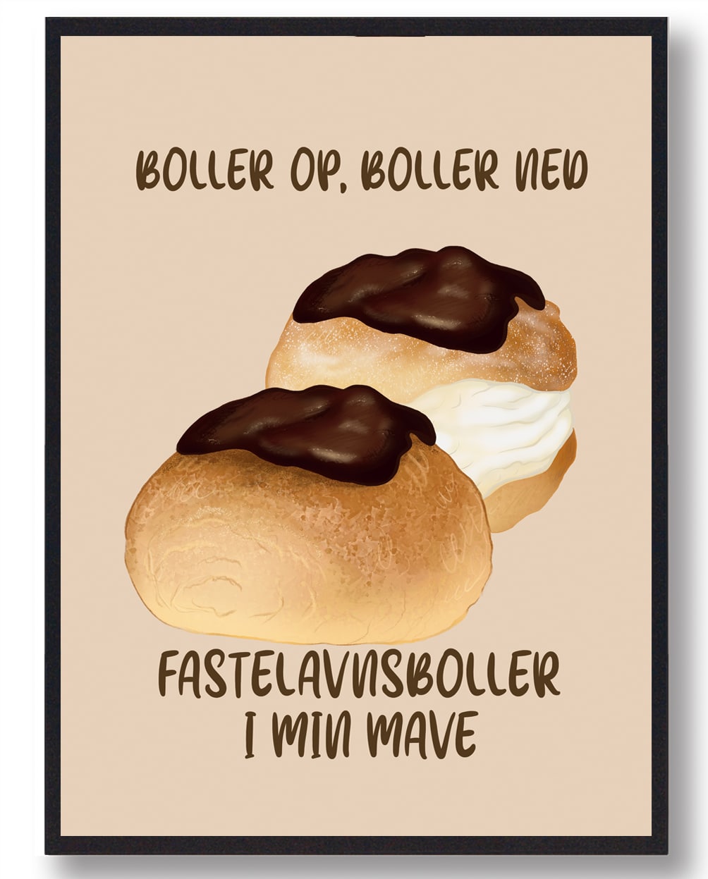 Fastelavnsboller Min Mave Kage Plakat - Plakatdyr.dk Plakater