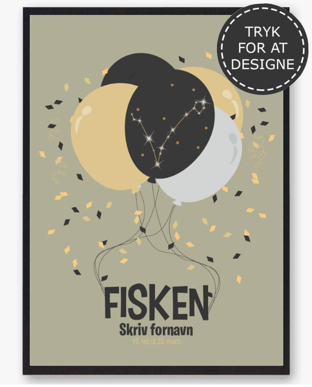 Stjernetegn Fisken Personlig Plakat - Plakatdyr.dk Plakater
