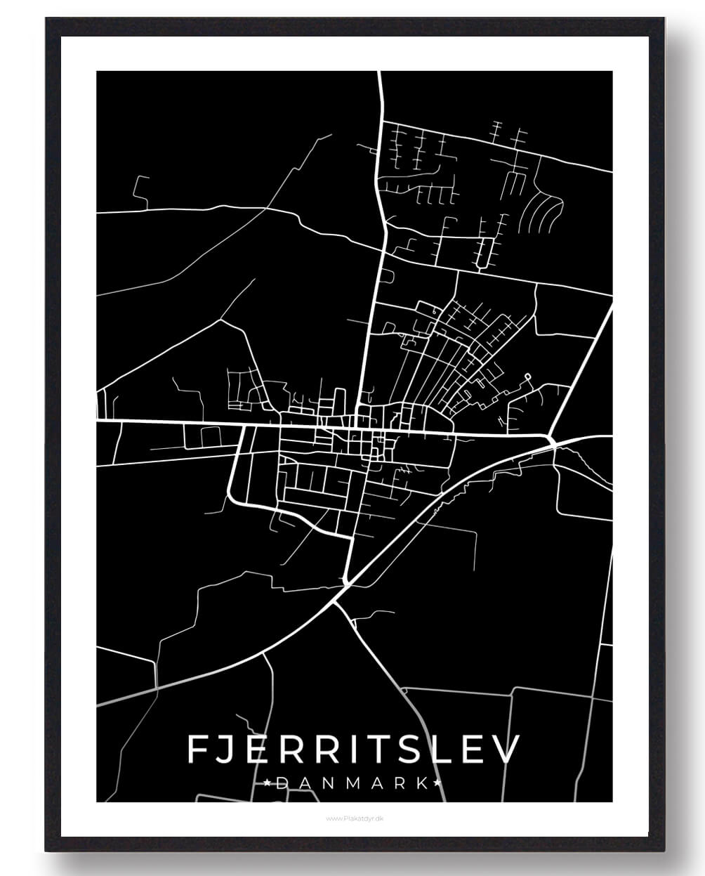 Sort Fjerritslev Plakat - Plakatdyr.dk Plakater