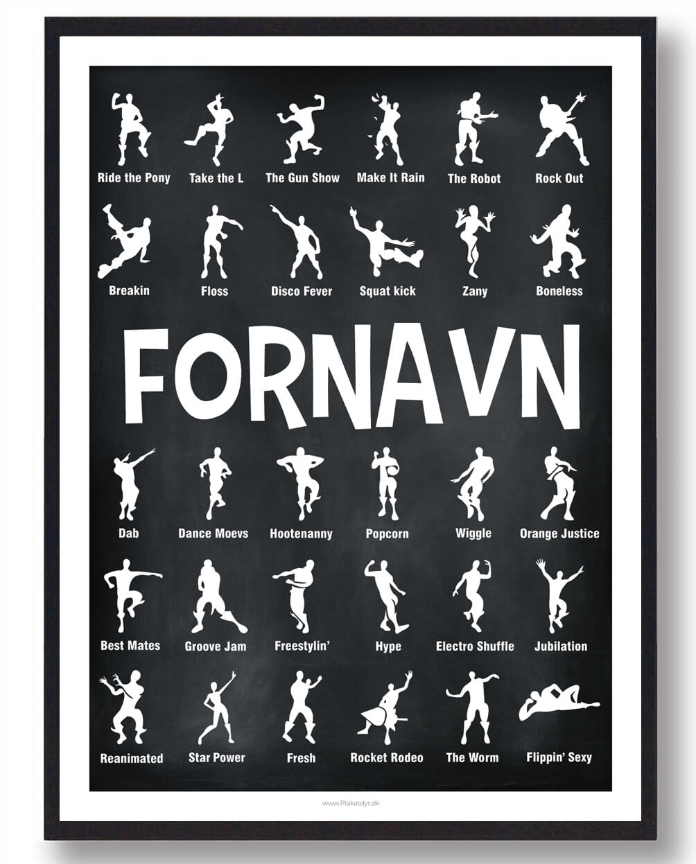Sort Fortnite Plakat Med Navn - Plakatdyr.dk Plakater