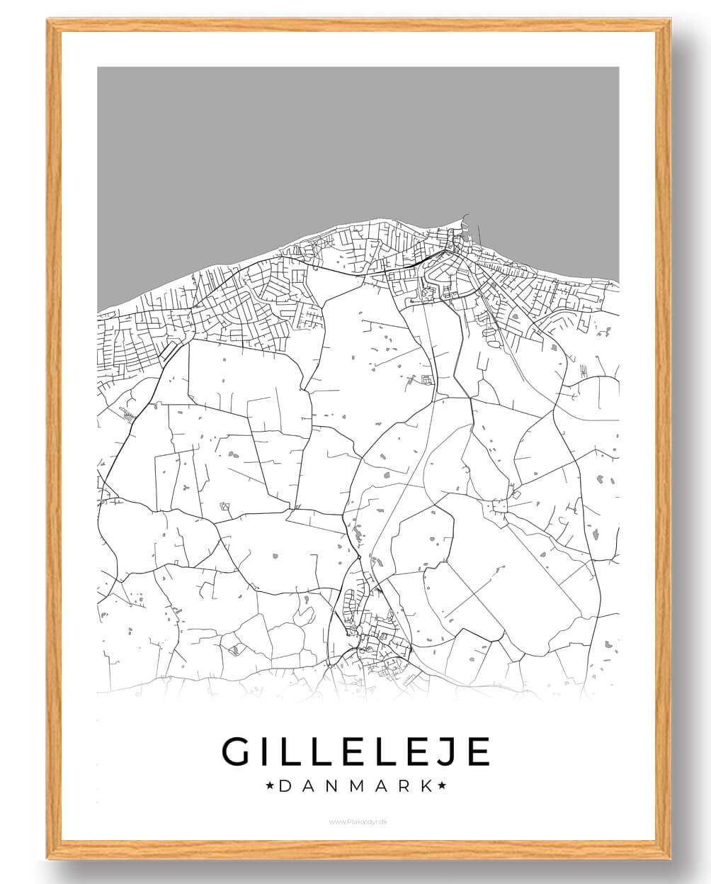 Hvid Gilleleje Plakat - Plakatdyr.dk Plakater