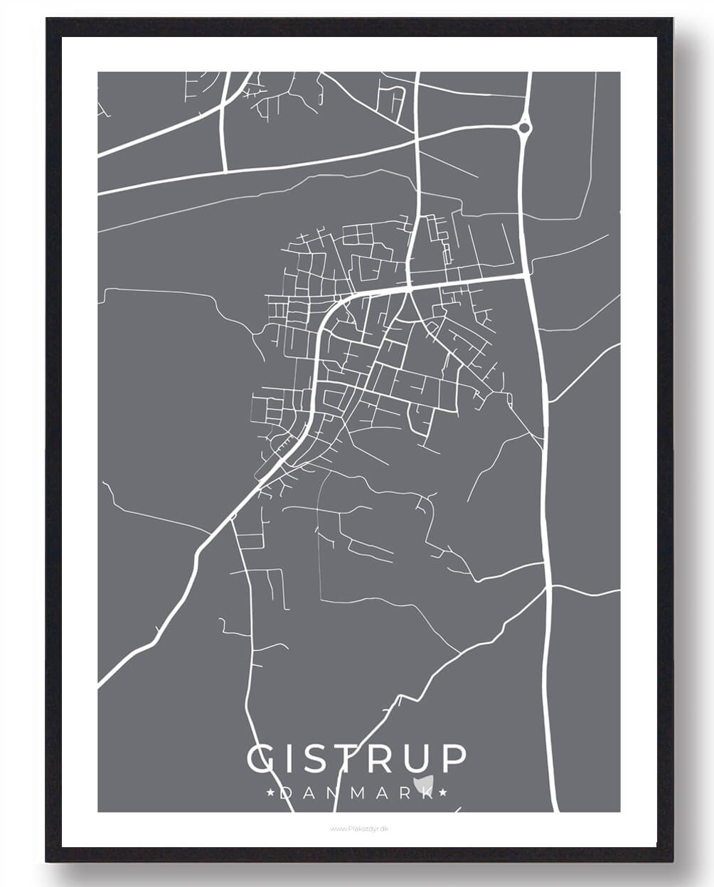 Gistrup Plakat Grå - Plakatdyr.dk Plakater