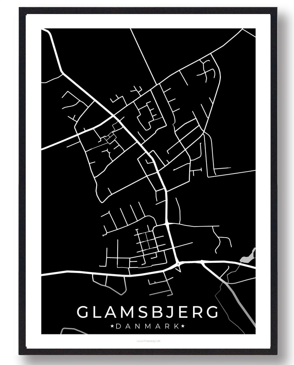 Sort Glamsbjerg Plakat - Plakatdyr.dk Plakater
