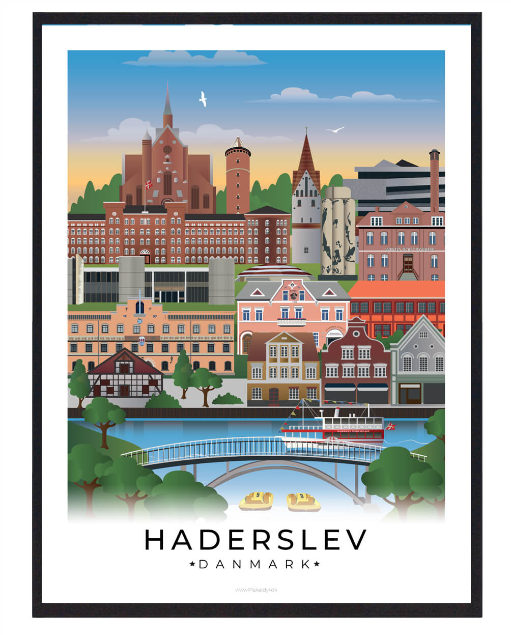 Hvid Haderslev Plakat Med Kant - Plakatdyr.dk Plakater