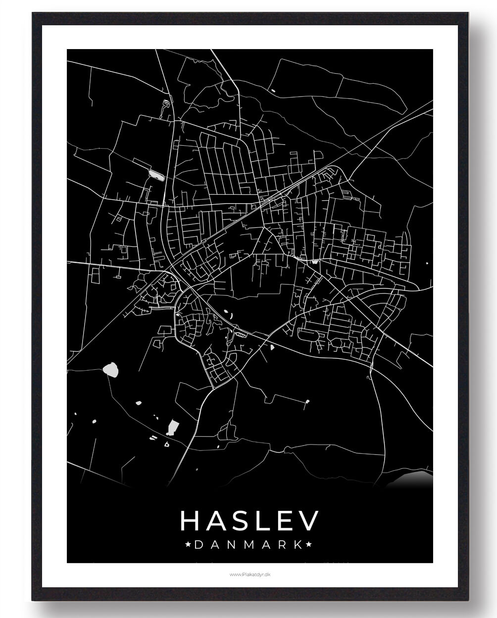 Sort Haslev Plakat - Plakatdyr.dk Plakater